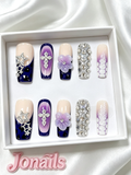 Handmade Press-On Nails Purple Star - JOnails