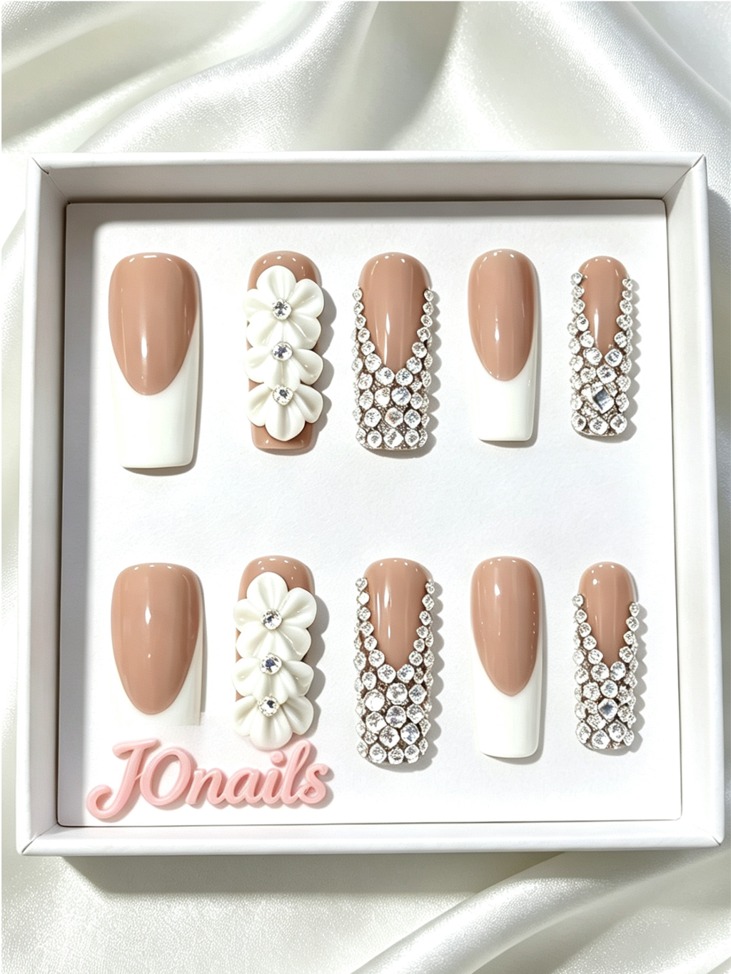 Handmade Press-On Nails Nude Diamond - JOnails