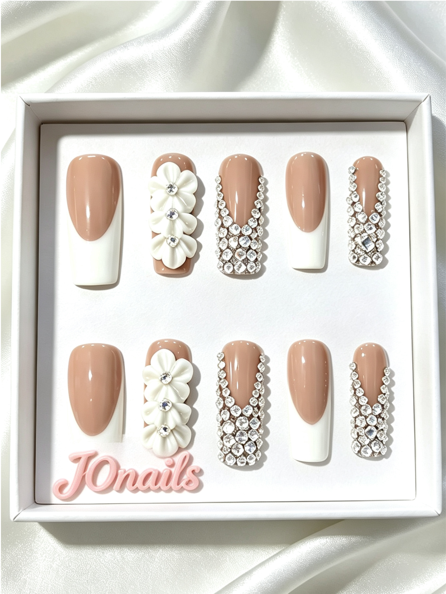 Handmade Press-On Nails Nude Diamond - JOnails