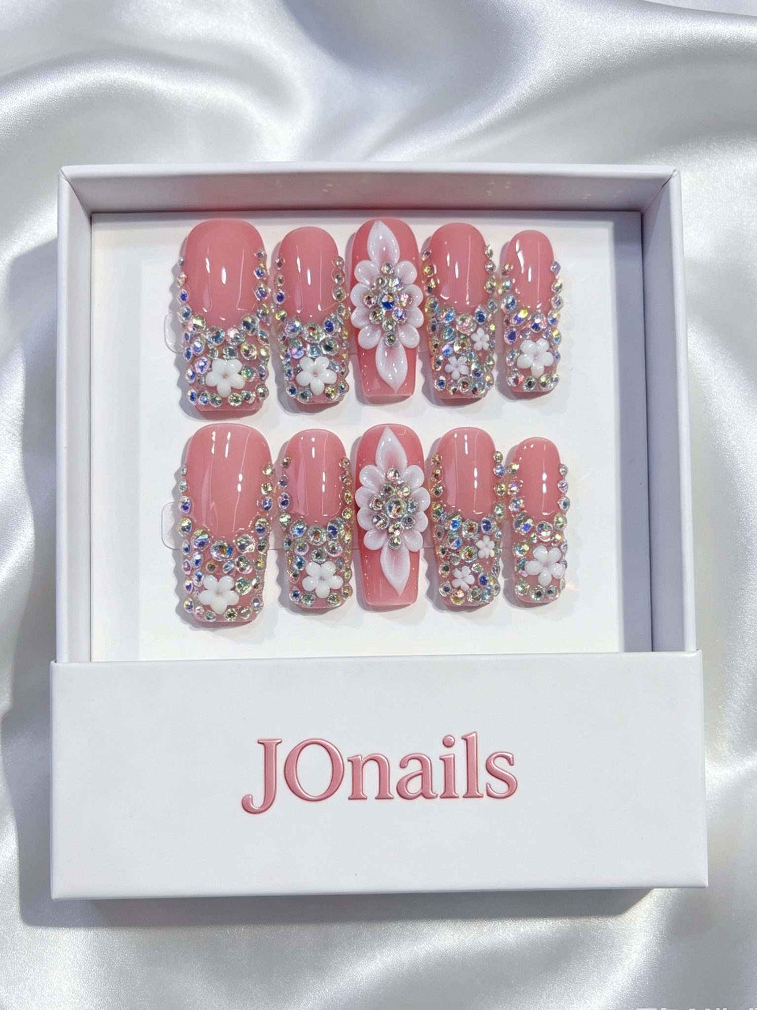 Pearl Bloom Gem Press-On Nails