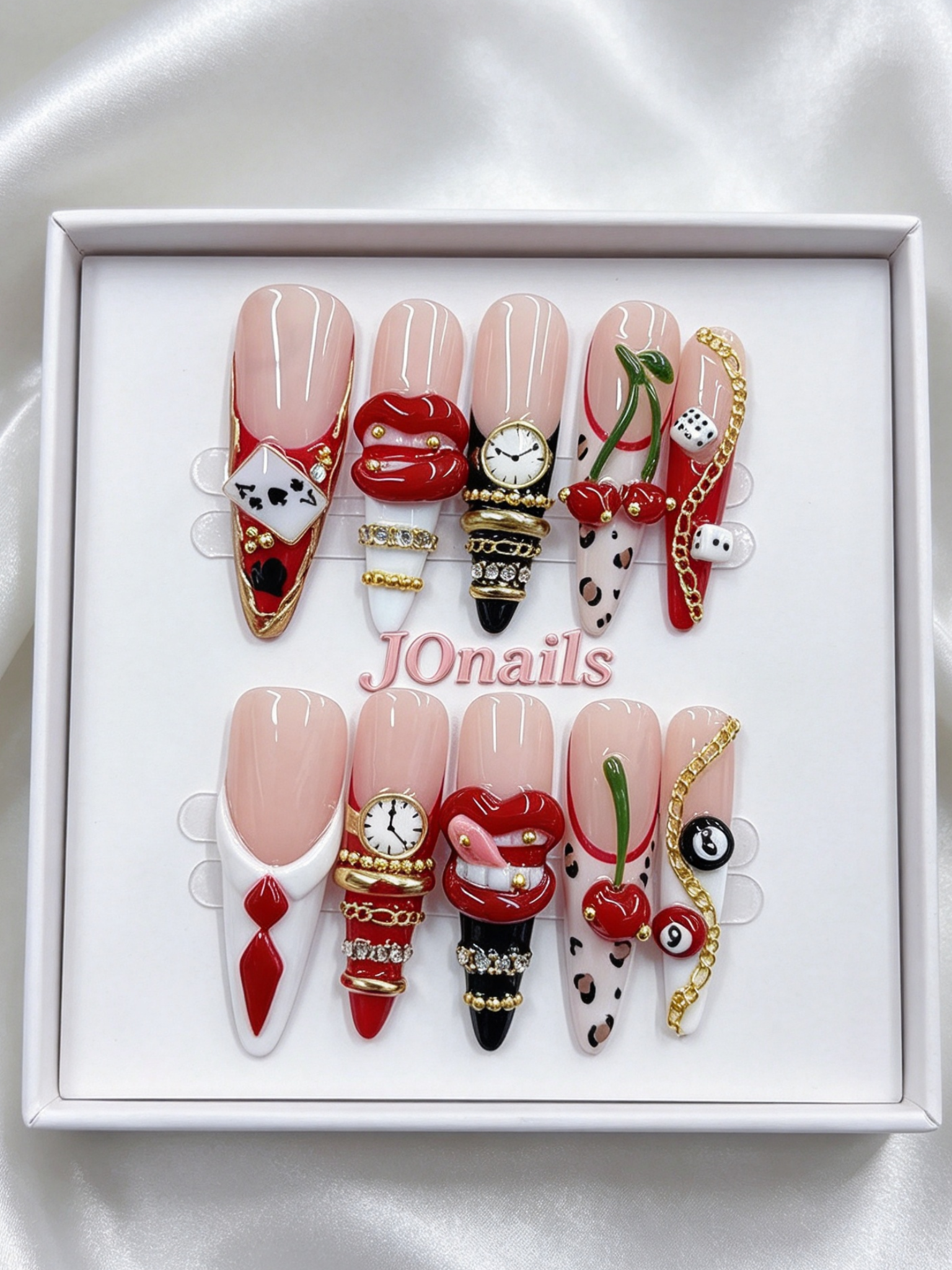 Retro Cherry Charm Press-On Nails
