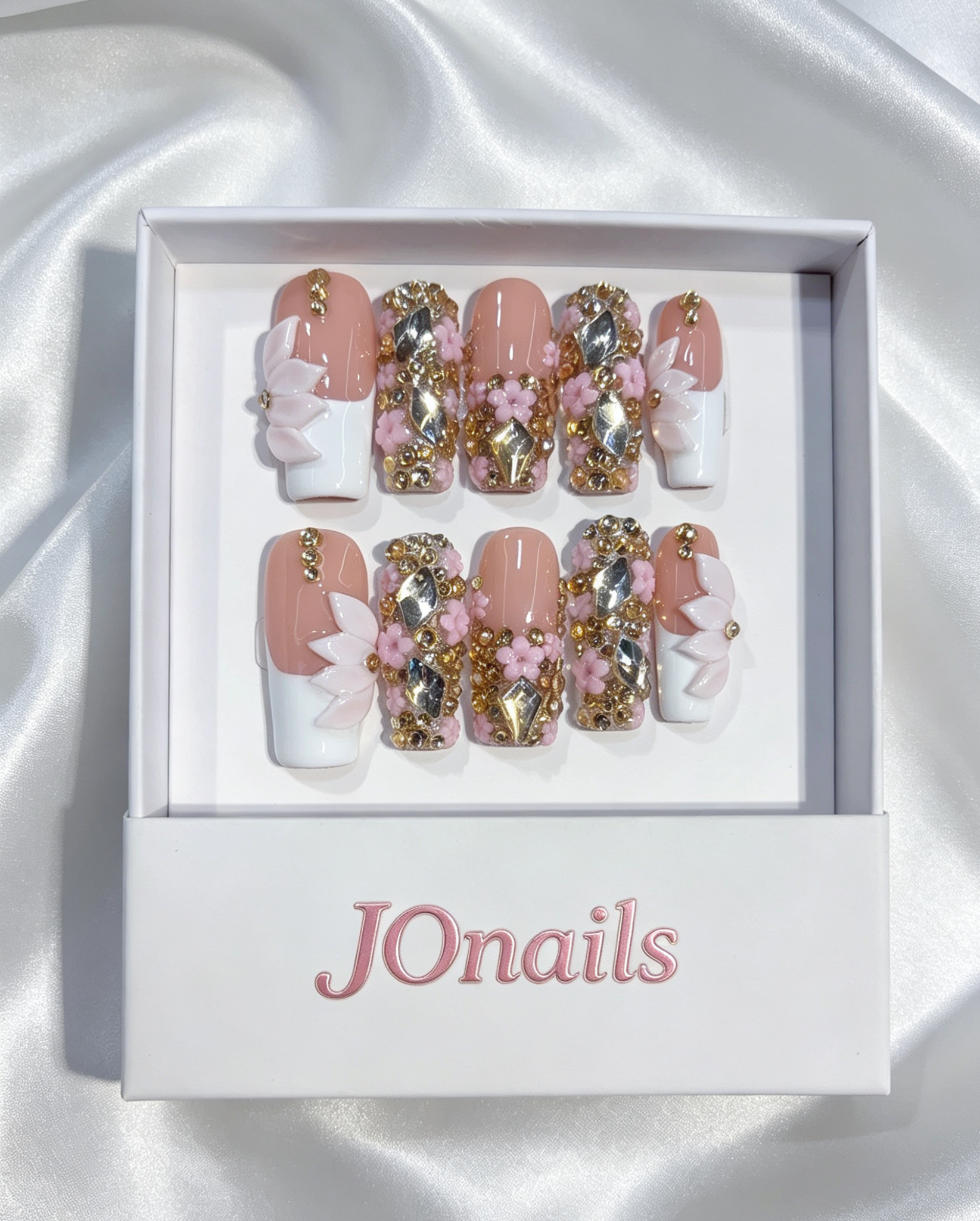Golden Petal Press-On Nails